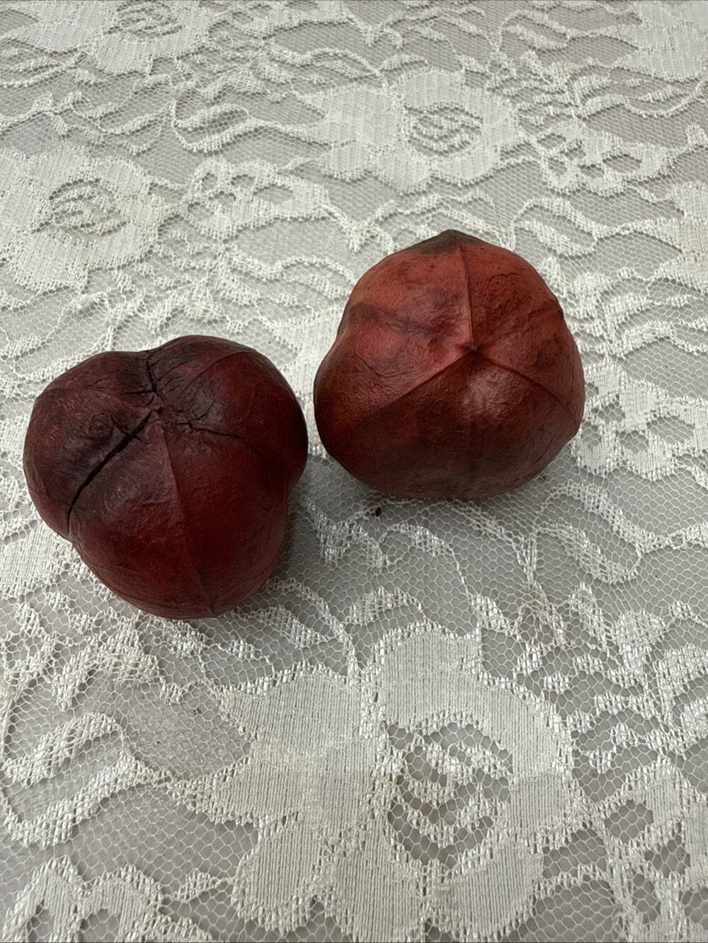 Vintage Lot of 2 Paper Mache Fruit Red Cottage Decor Realistic Prop